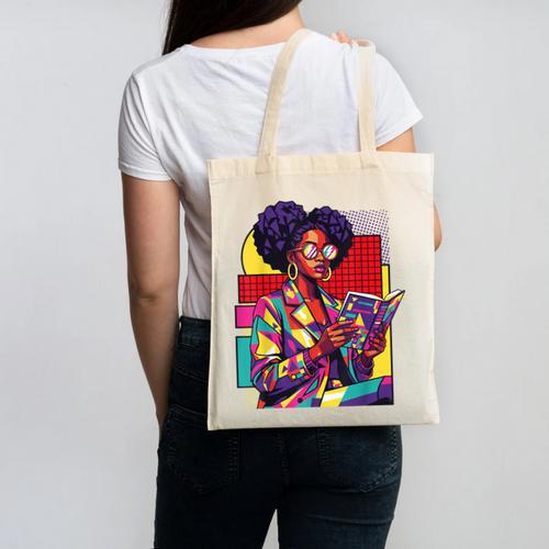 History Woman Reading Book Geometric Girl Educated Canvas Tote Bag - Bookorys