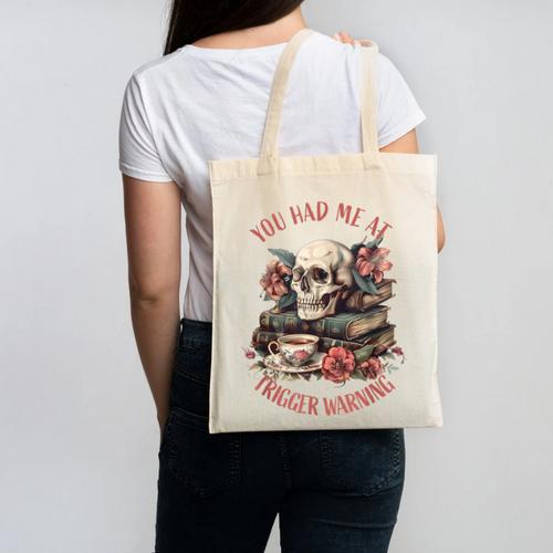 You Had Me At Trigger Warning Dark Romance Smutt Book Reader Canvas Tote Bag - Bookorys