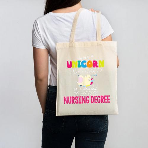 Unicorn Nursing Degree Graduation T-Shirt Registered Nurse Canvas Tote Bag - Best Gift Smart
