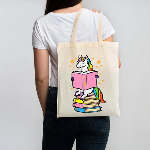 Unicorn Read Reading Book Librarian America Girls Women Canvas Tote Bag - Bookorys