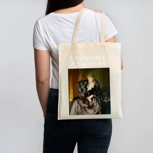 Unsociable And Taciturn Jane Austin Quote Book Classic Lit Canvas Tote Bag - Bookorys