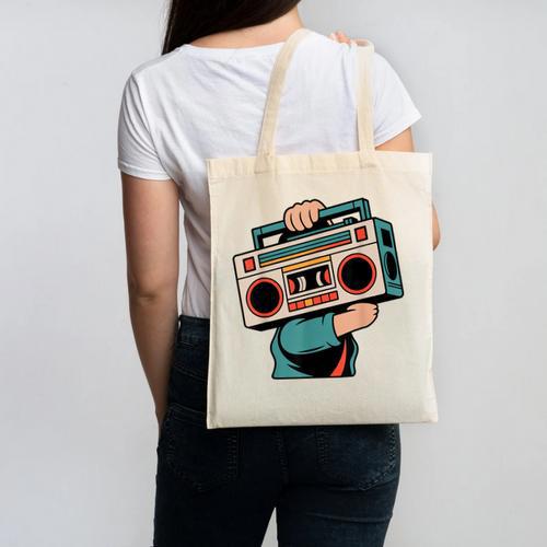 Vintage 80s 90s Retro Boombox Music Hip Hop Nostalgia Party Canvas Tote Bag - Figerry