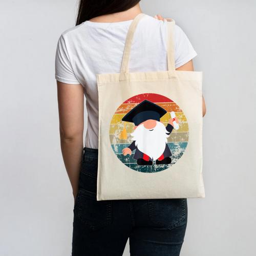 Vintage Graduation Gnome Canvas Tote Bag - Best Gift Smart