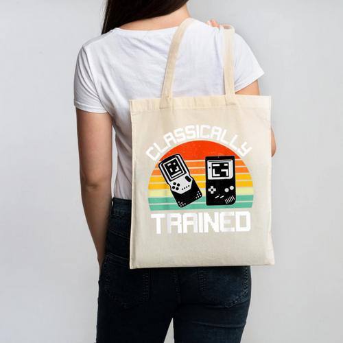 Vintage Retro Classically Trained Video Game 90s Nostalgia Canvas Tote Bag - Figerry