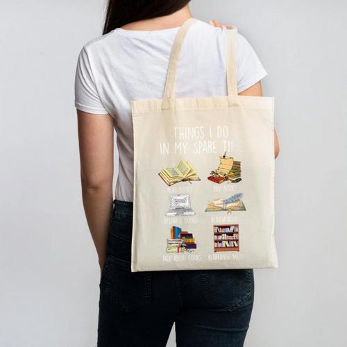Vintage Retro Things I Do In My Spare Time Books Canvas Tote Bag - Bookorys CA