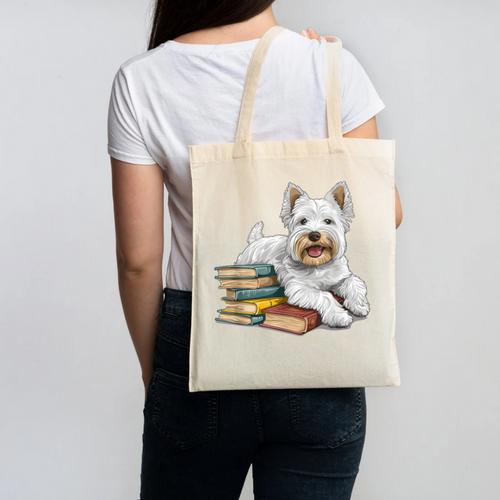 West Highland Terrier Books Dog Breed Westie For Men Women Kids Canvas Tote Bag - Bookorys