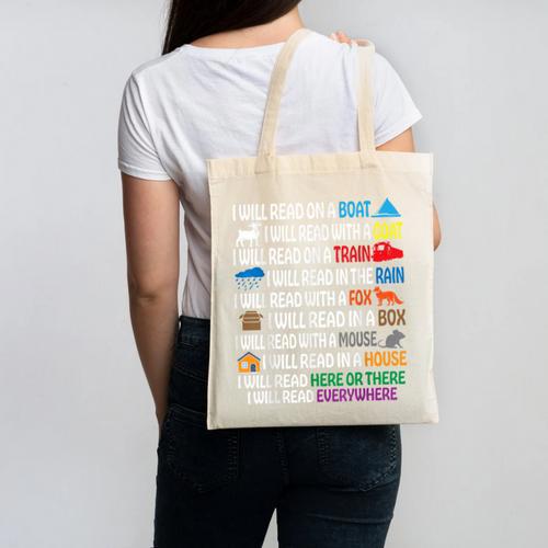 I Will Read Books On A Boat & Everywhere Reading Kids Book Canvas Tote Bag - Bookorys