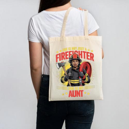 Woman Firefighter Aunt TiTi Auntie Black Graduation Canvas Tote Bag - Best Gift Smart