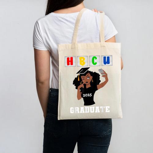 Women HBCU Grad 2025 College Graduation Apparel Canvas Tote Bag - Best Gift Smart