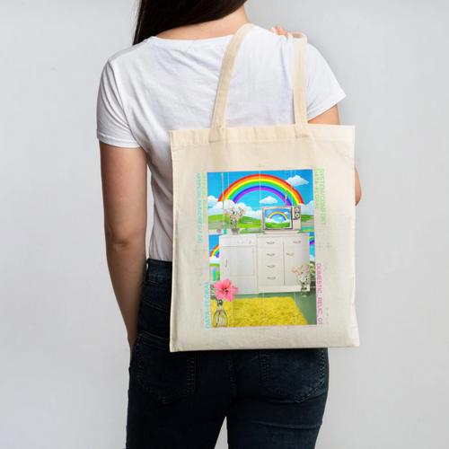 Women's Frutiger Aero Aesthetic Rainbow Glitch Art Canvas Tote Bag - Figerry