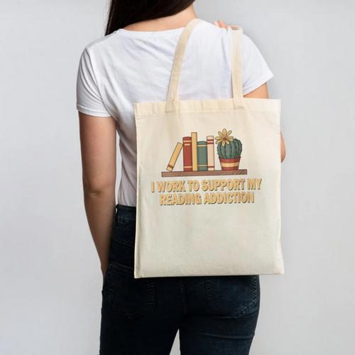I Work To Support My Reading Addiction Books Lover Canvas Tote Bag - Bookorys DE