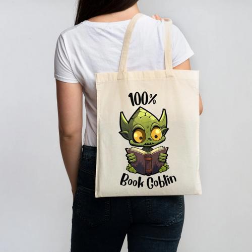 100 Book Goblin Cute Book Reader And Library Lover Canvas Tote Bag - Bookorys