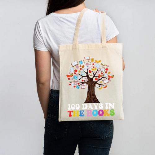 100 Days In The Books Reading Teacher 100th Day Of School Premium Tri-Blend Canvas Tote Bag - Bookorys