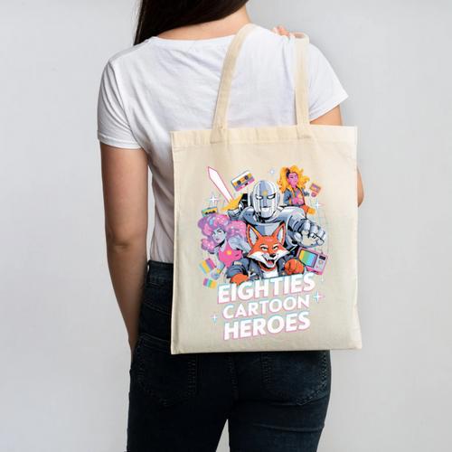 80's Cartoon Heroes Apparel For Retro Nostalgia Fans Canvas Tote Bag - Figerry