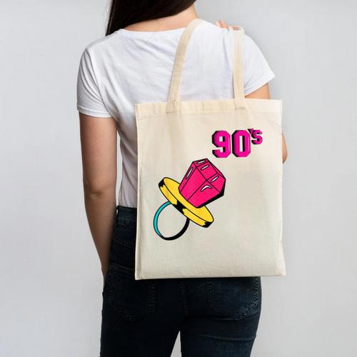 90’s Ring Retro Nostalgia Colorful Throwback Canvas Tote Bag - Figerry