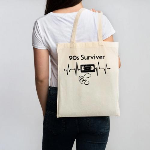 90s Survivor Retro Nostalgia Vintage Throwback Canvas Tote Bag - Figerry