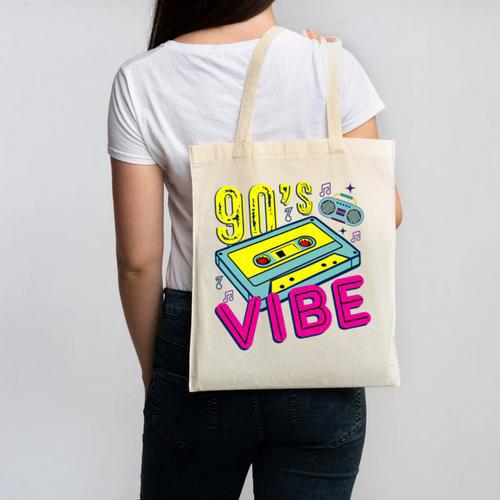 90's Vibe Retro Style Cassette Tape Nostalgia 1990s Party Canvas Tote Bag - Figerry