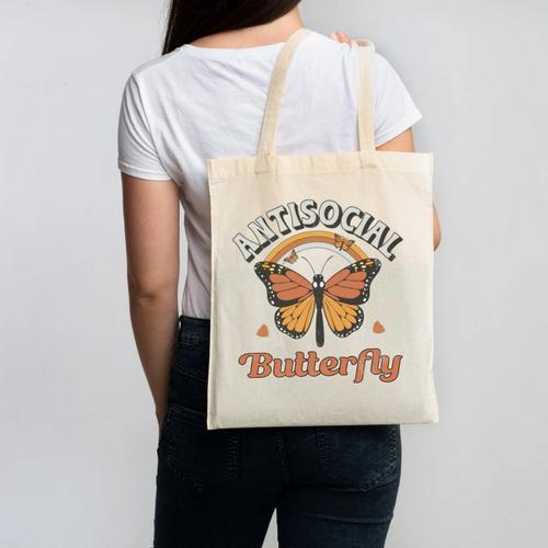 Antisocial Butterfly Tee For Introvert Men Women Girls Canvas Tote Bag - Raresse