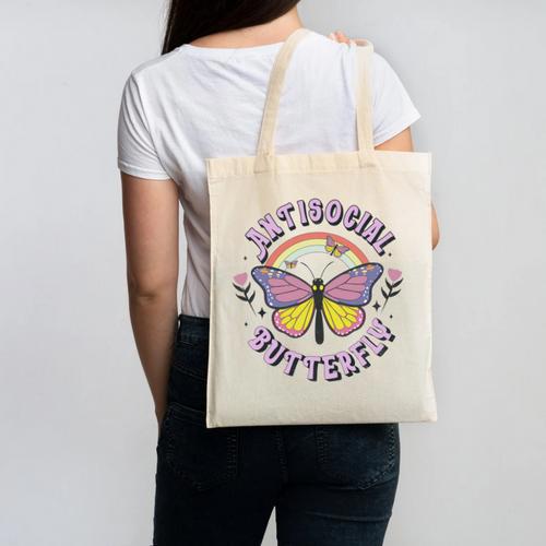 Antisocial Butterfly Tees For Introvert Men Women Girls Canvas Tote Bag - Raresse