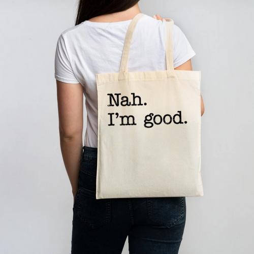 Antisocial Nah I'm Good Introvert Sarcastic Saying Canvas Tote Bag - Raresse