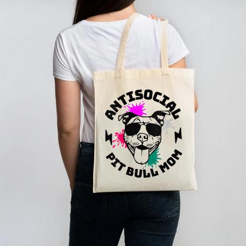 Antisocial Pit Bull Mom Pittie Introvert Dog Lover Pit Bull Canvas Tote Bag - Raresse