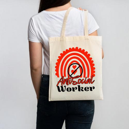 AntiSocial Worker Anti-Social Social Worker Introvert Canvas Tote Bag - Raresse