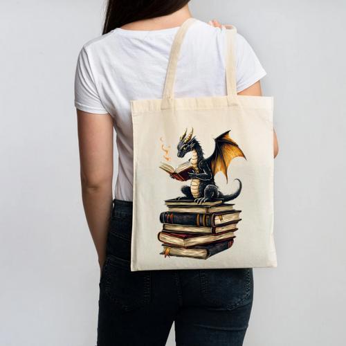 Book Dragon Canvas Tote Bag - Bookorys DE