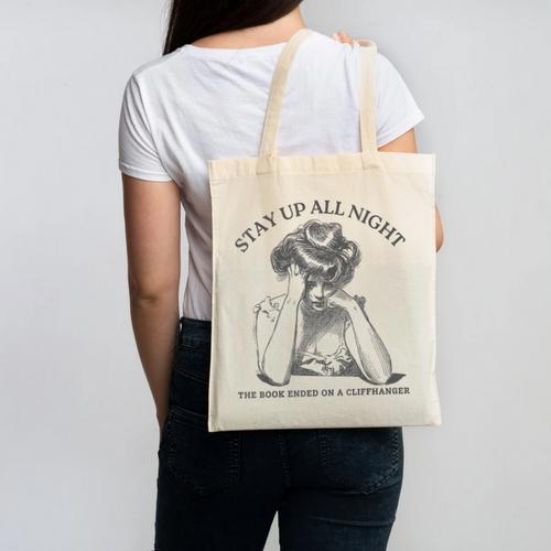 The Book Ended On a Cliffhanger Cute Book Lover Teach Canvas Tote Bag - Bookorys