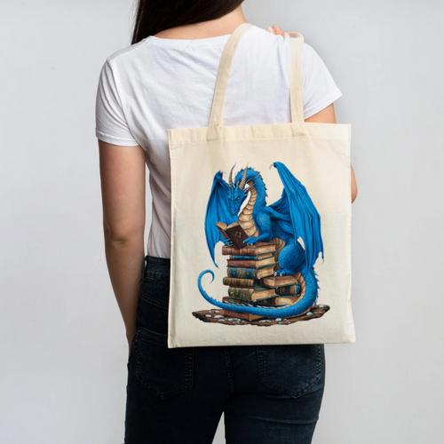 Book Lover Bookworm Reading Books Dragon Premium Tri-Blend Canvas Tote Bag - Bookorys
