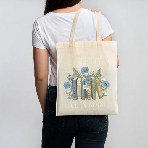 Book Lover Vintage Botanical Friends Premium Tri-Blend Canvas Tote Bag - Bookorys