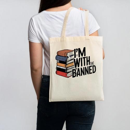 Book Lovers Im With The Banned Books For Reading Librarian Canvas Tote Bag - Bookorys CA