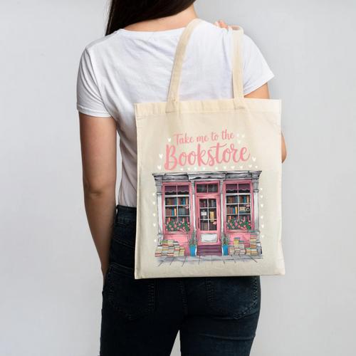Take Me To The Book Store Librarians Valentine's Day Premium Canvas Tote Bag - Bookorys