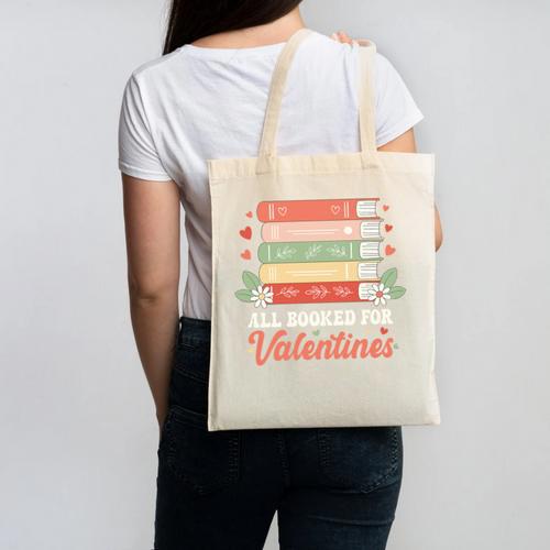 All Booked For Valentines Retro Book Lover Teacher Bookworm Premium Tri-Blend Canvas Tote Bag - Bookorys