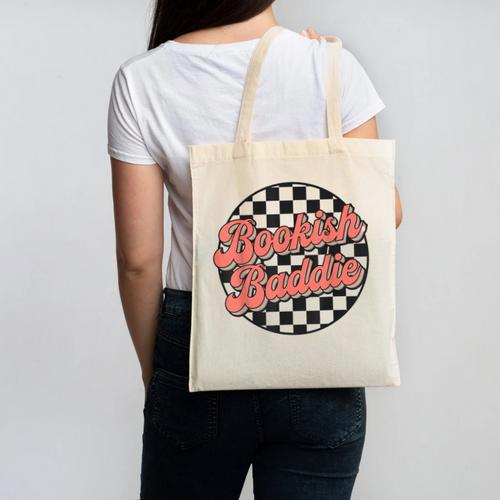 Bookish Baddie Retro Aesthetic Typography Canvas Tote Bag - Bookorys CA