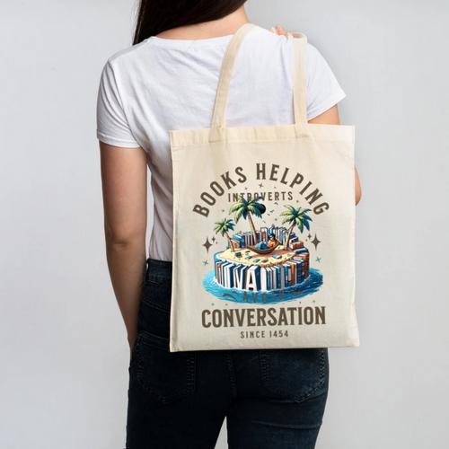 Books Helping Introvert Avoid Conversation Canvas Tote Bag - Raresse