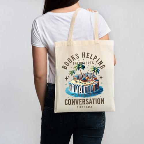 Books Helping Introvert Avoid Conversation Canvas Tote Bag - Raresse