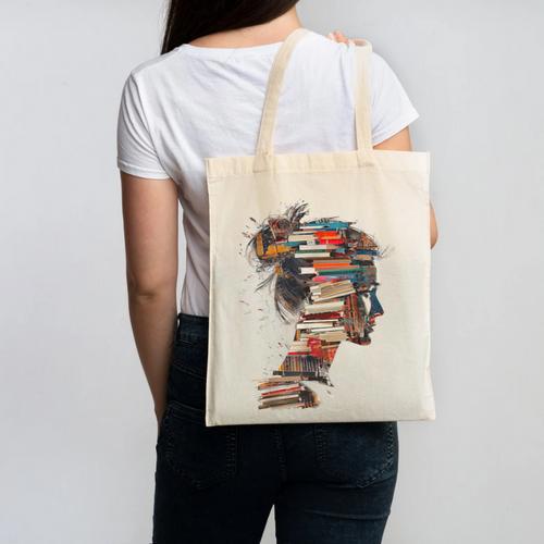 Books Lover Women Art Colorful Drawing Graphic Books Canvas Tote Bag - Bookorys