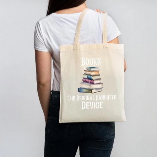 Books The Original Handheld Device Book Librarian Premium Canvas Tote Bag - Bookorys DE
