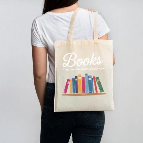 Books The Original Handheld Device Book Lovers Canvas Tote Bag - Bookorys