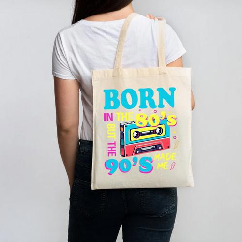 Born In The 80's But 90's Made Me Nostalgia Cassette Tape Premium Tri-Blend Canvas Tote Bag - Figerry