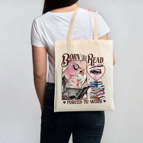 Born To Read Forced To Work Booklover -Adults Book Lovers Casual Grey Small Canvas Tote Bag - Bookorys AU