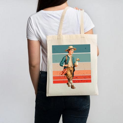 Boy Goose Vintage Rural Pastoral Charm Nostalgia Simple Life Canvas Tote Bag - Figerry