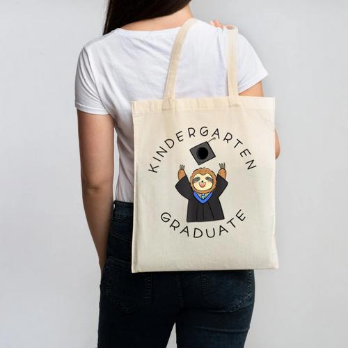 Boys Girls Kindergarten Graduate Sloth Graduation Cap Canvas Tote Bag - Best Gift Smart