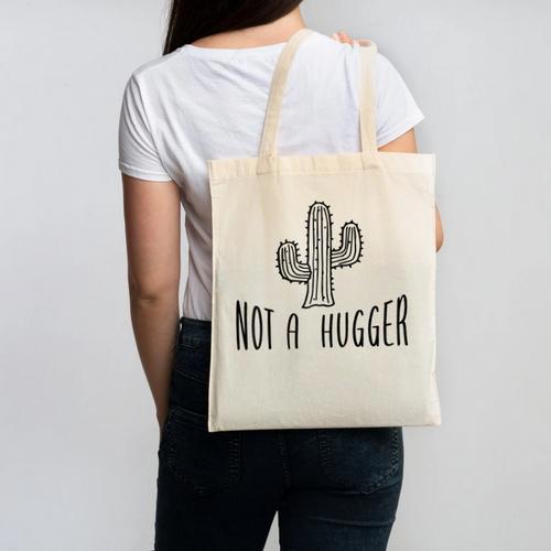Cactus Not A Hugger Homebody Introvert Raglan Baseball Tee Canvas Tote Bag - Raresse