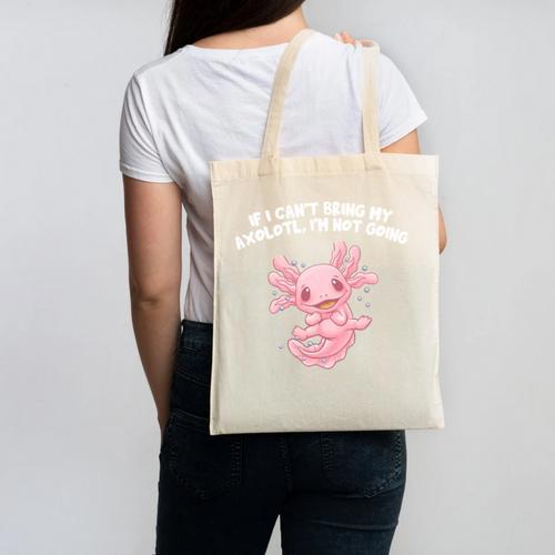 If I Cant Bring My Axolotl Im Not Going Salamander Introvert Canvas Tote Bag - Raresse