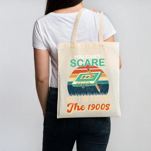 You Can't Scare Me I'm From The 1900s Retro Vintage Premium Tri-Blend Canvas Tote Bag - Figerry