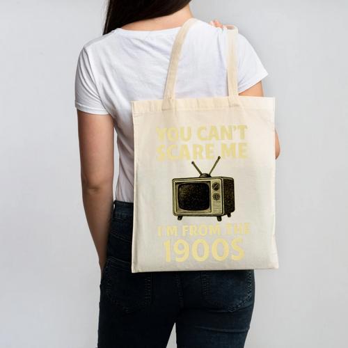 You Can't Scare Me I'm From The 1900s Television Retro Premium Canvas Tote Bag - Figerry