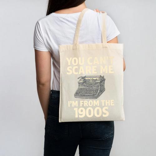 You Can't Scare Me I'm From The 1900s Vintage Typewriter Premium Canvas Tote Bag - Figerry