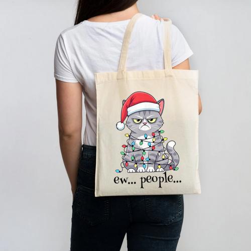 Cat Ew People Adult Humor Introvert Anti-Social Canvas Tote Bag - Raresse