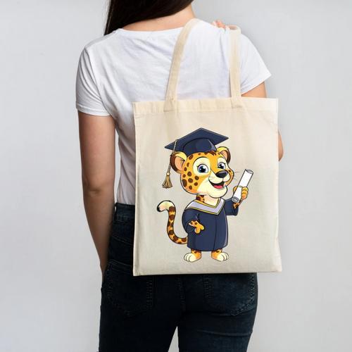 Cheetah Graduation Cute Kindergarten Elementary High School Canvas Tote Bag - Best Gift Smart
